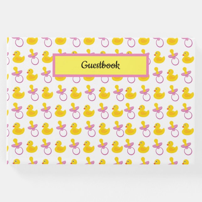 LIVRE D'OR JAUNE ROSE BÉBÉ BLANC PACIFIERS ET CANARDS (Devant)