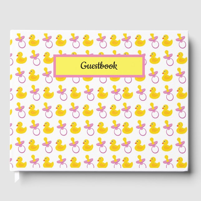 LIVRE D'OR JAUNE ROSE BÉBÉ BLANC PACIFIERS ET CANARDS (Recto)