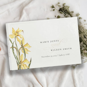 Livre D'or Jaune Rustique Daffodique Floral Mariage Aquarelle