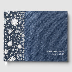 Livre D'or Jean Bleu Denim & Diamants Bling Diamant Mariage