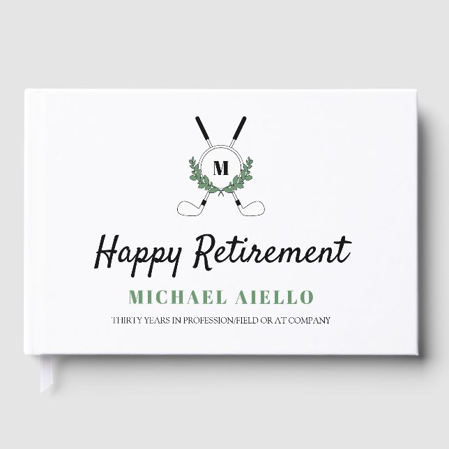 Livre D'or Jeu de retraite à thème Monogramme de verdure Golf (Recto)