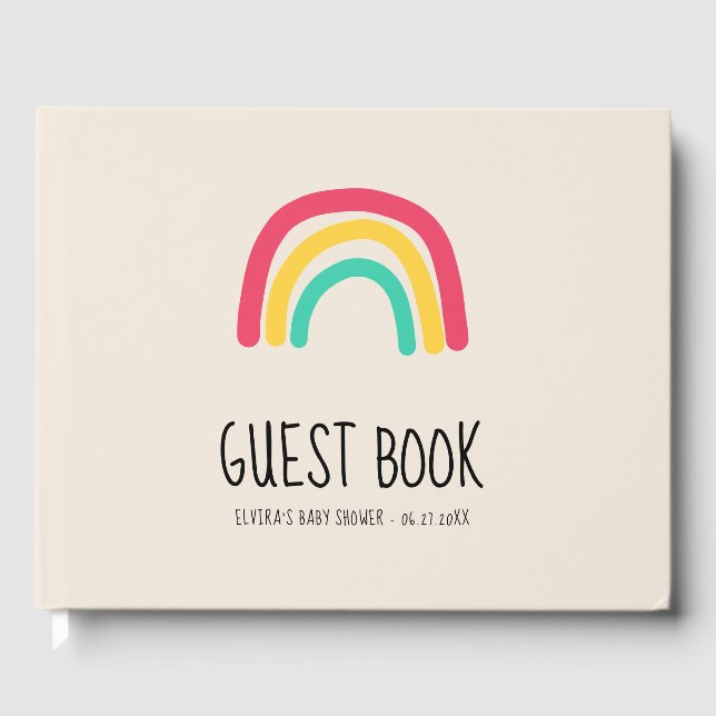 Livre D'or Joli Baby shower arc-en-ciel moderne (Recto)