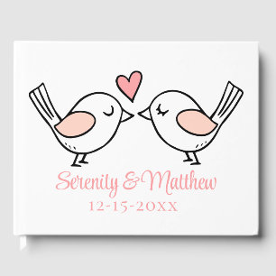 Livre D'or Joli Inséparable Cartoon Lovebirds Mariage rose