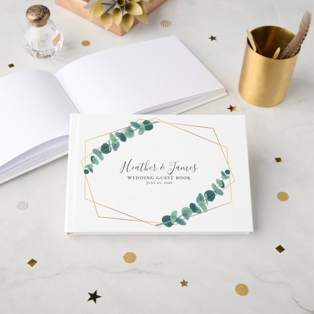 Livre D'or Joli Mariage Eucalyptus (Recto ouvert)