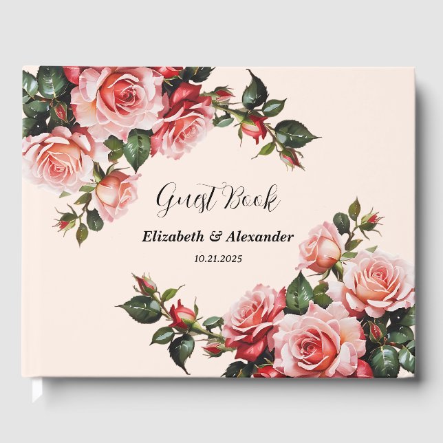 Livre D'or Joli mariage rose et rouge roses (Recto)