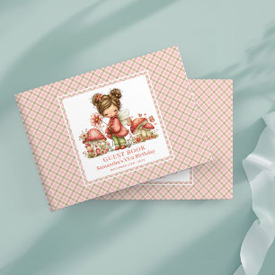 Livre d'or Jolie Fée Rouge Floral Champignon
