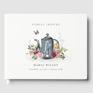 Livre D'or Jolies Roses Joyeuses Théière Florale Mariage