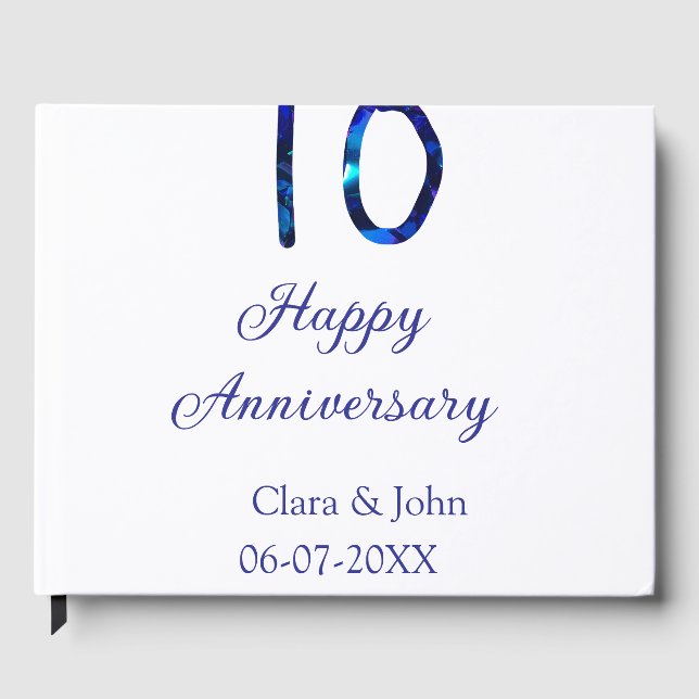 Livre D'or Joyeux 10e anniversaire parties scintillant bleue  (Recto)