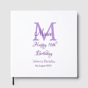 Livre D'or Joyeux 16e anniversaire violet ajouter nom monogra