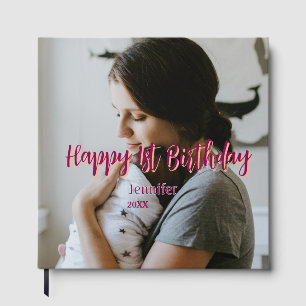 Livre D'or Joyeux 1er anniversaire enfant bébé mère rouge ora