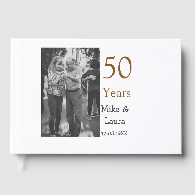 Livre D'or Joyeux 50e anniversaire ajouter nom du couple date (Recto)