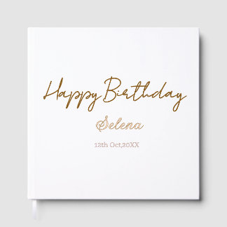 Livre D'or joyeux anniversaire nom date marron violet pastel