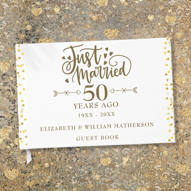 Livre D'or Juste marié 50ème anniversaire de Mariage (Just Married 50th Wedding Anniversary Guest Book)