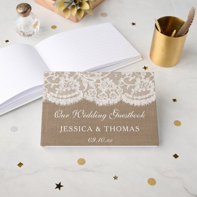 Livre D'or La collection de Mariages Burlap & Lace (Recto ouvert)