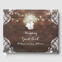Livre D'or Lace et Mason Jar Mariage campagnard rustique