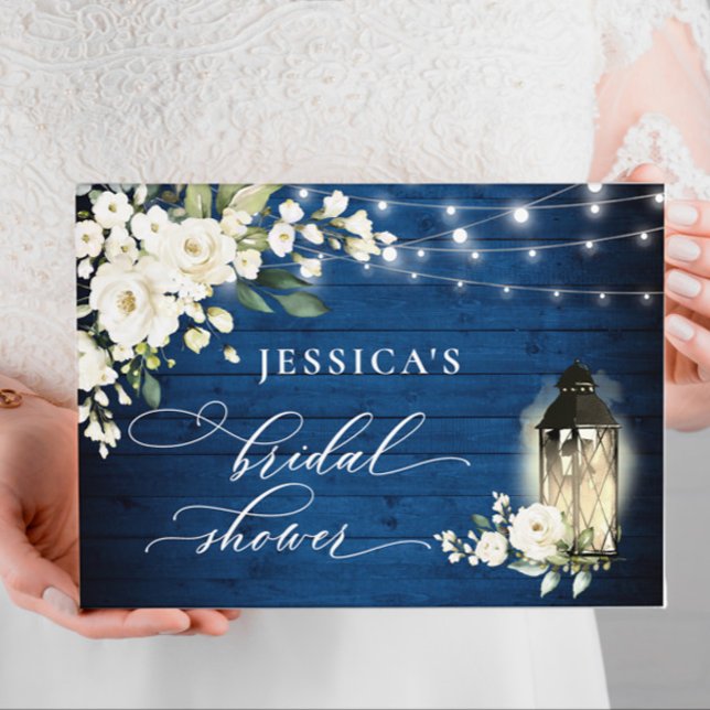 Livre D'or Lanternes en bois Royal Blue avec Roses Blanches p (Créateur téléchargé)