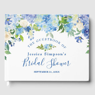 Livre D'or Lavage Bleu Hydrangea Floral Greenery Enterrement 