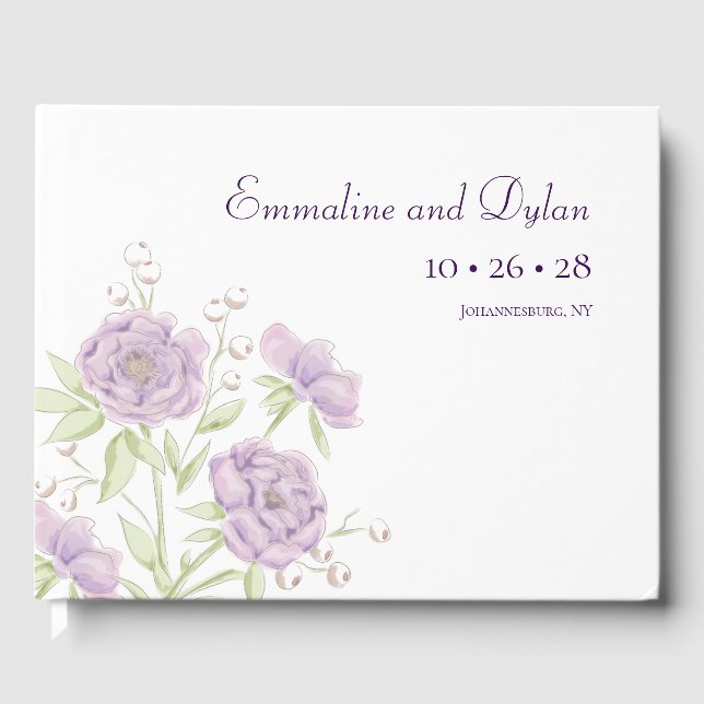 Livre D'or Lavender Purple Rose Wedding (Recto)