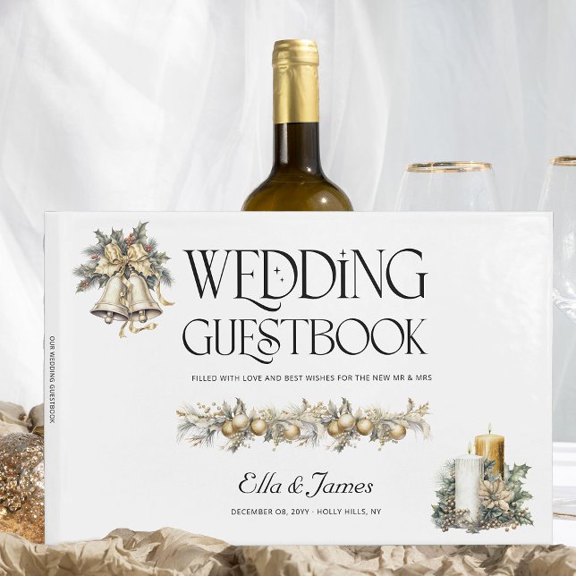 Livre D'or Le Mariage de Noël Holly Bells and Candles (Wedding Guest Book from the Holly Bells Wedding Collection by Darling and May)