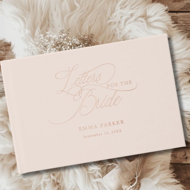 Livre D'or Lettres à la mariée, Rose-or-huile, Beige (Letters to the Bride, Rose-Gold-Foil, Beige-Blush  Foil Guest Book)