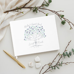 Livre D'or Levez votre marque Bleu & Vert Arbre d'empreintes 