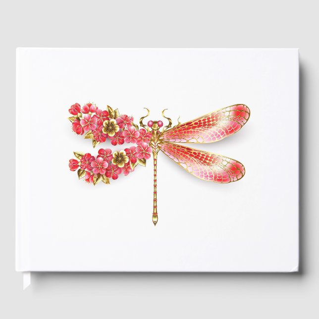 Livre D'or libellule de fleurs avec sakura de bijoux (Recto)