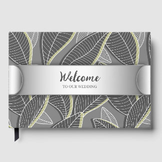 Livre D'or Lignes courbes Branches Feuilles Gris G626