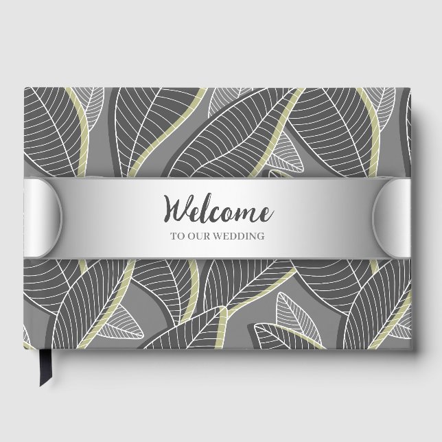 Livre D'or Lignes courbes Branches Feuilles Gris G626 (Recto)