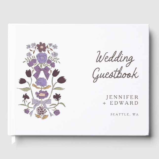 Livre D'or Lilac Bows & Blossoms Floral Mariage (Recto)