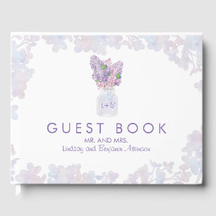 Livre D'or Lilac Mason Jar Bouquet Floral Aquarelles