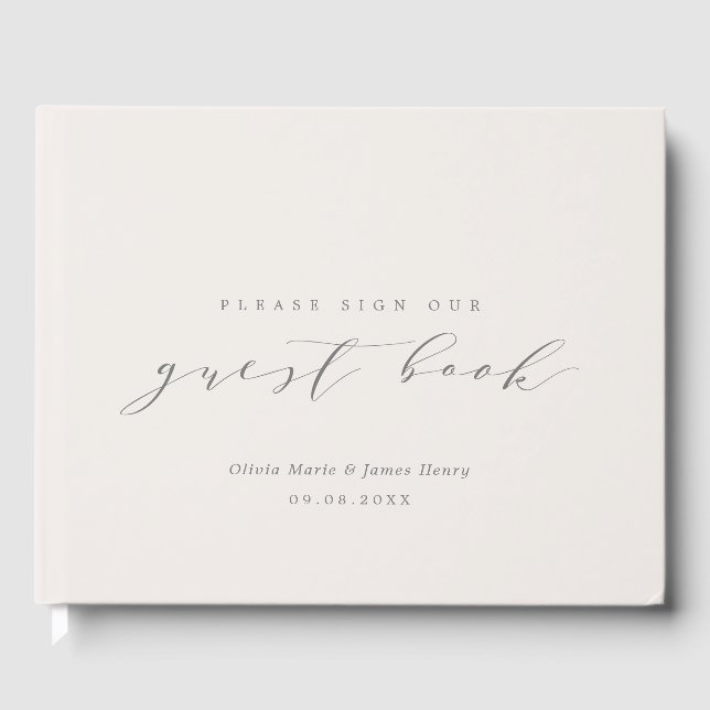 Livre D'or Linge doux Ivoire Moderne Mariage personnalisable (Recto)