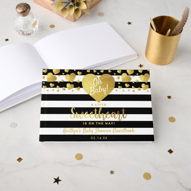 Livre D'or Little Sweetheart Valentine's Day Baby Shower (Recto ouvert)