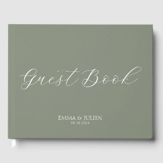 Livre D'or Livres d'hôtes mariage vert Sage simple