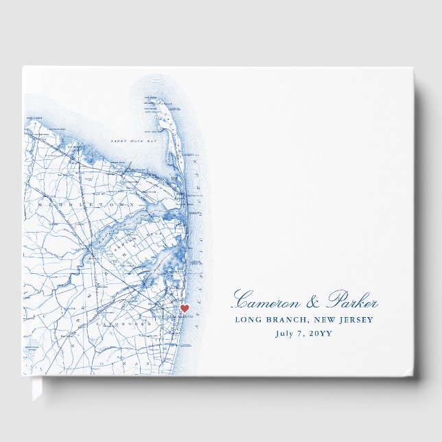 Livre D'or Long Branch New Jersey Map Mariage élégant (Recto)