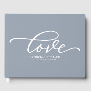 Livre D'or Love Chic Script Dusty Mariage bleu