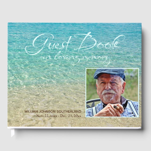 Livre D'or Love Memory Beach Water Shore Funeral Photo (Recto)