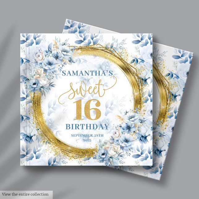 Livre D'or Lovely Light Blue Sweet 16 Invité Se connecter Liv (Lovely Light Blue Sweet 16 Guest Sign In Book Gold)