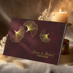 Livre D'or Lumière de la lune Romance Mariage Bourgogne Gold 