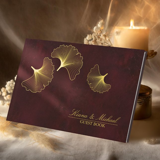 Livre D'or Lumière de la lune Romance Mariage Bourgogne Gold  (Créateur téléchargé)