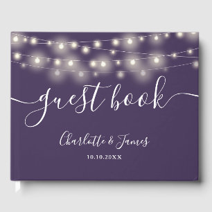 Livre D'or Lumières de chaîne violettes Mariage de signature 