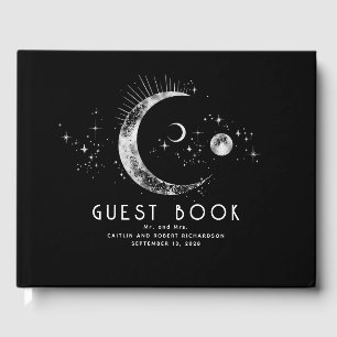 Livre D'or Lune croissante Nuit étoilée Mariage céleste