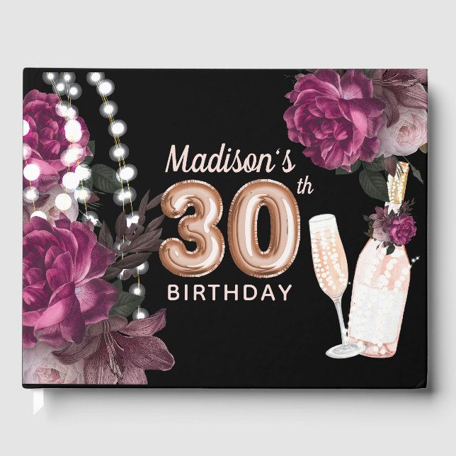 Livre D'or Luxe 30e anniversaire Vin Rose personnalisé (Recto)
