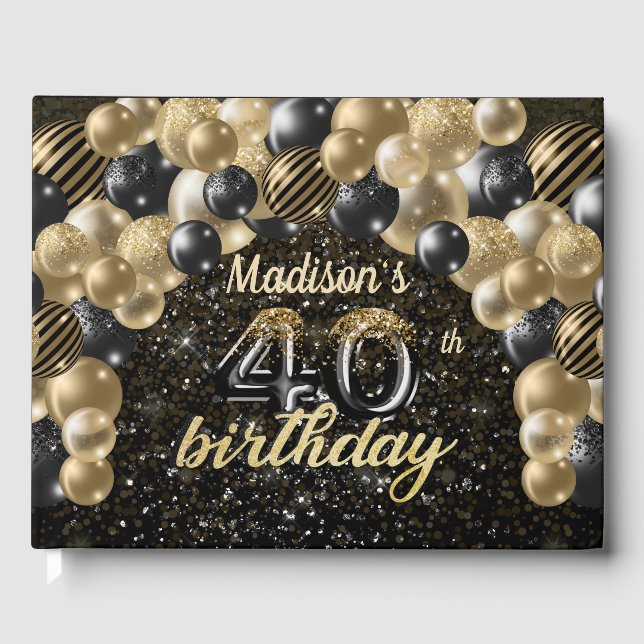 Livre D'or Luxe 40e anniversaire Black Gold personnalisé (Recto)