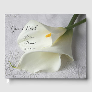 Livre D'or Lys calla blanc sur lin