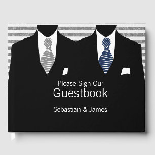 Livre D'or M. et M. Suit Gris Bleu Cravate Gay Mariage Person