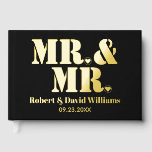 Livre D'or M. et M. typographie noir gay mariage feuille