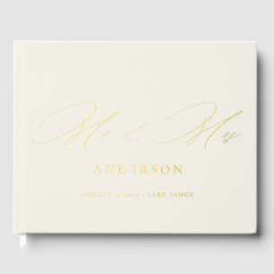 Livre D'or M. & Mme Elegant Calligraphy Cream Foil Mariage