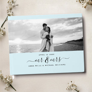Livre D'or M. & Mme Elegant Script Mariage photo bleu clair
