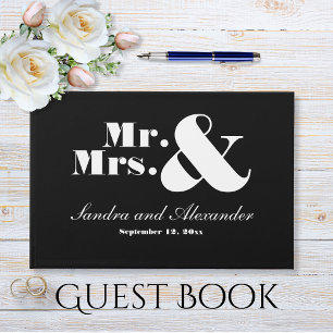 Livre D'or M. Mme Moderne Chic Minimal Mariage noir blanc