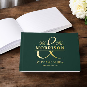 Livre D'or M. Mme Photo Emerald Green Mariage moderne Gold